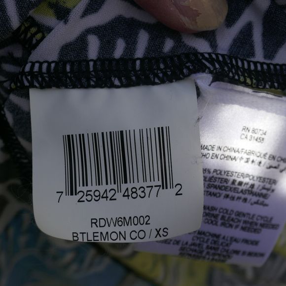 BCBGMaxAzria Wrap Dress 3/4 Sleeve Tropical Floral XS Yellow Blue Black White - Picture 6 of 9